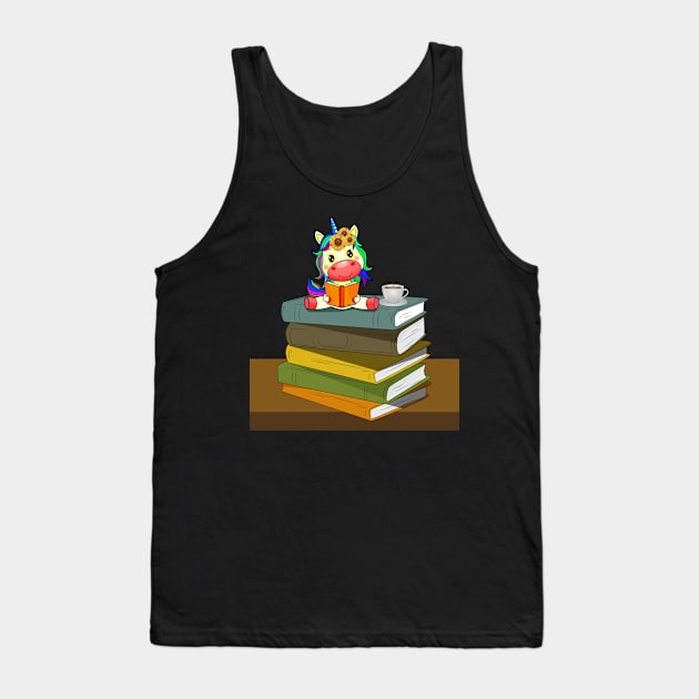 Womens Unicorn Pet Animal Books Coffee Reading Lover Gift Tank Top by Guide